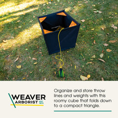 Weaver Arborist storage cube folded into compact triangle for easy transport.