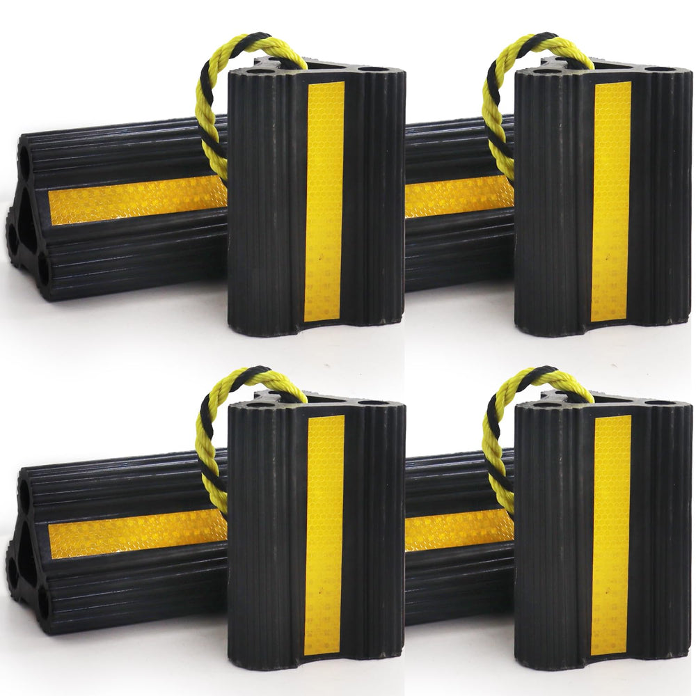 WECARLLE wheel chocks RV trailer front view for stable parking
