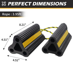 WECARLLE wheel chocks RV trailer side view with robust rubber construction.