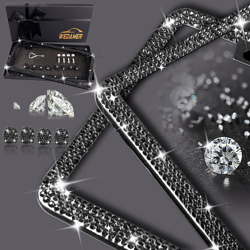 WEDAMER crystal-sparkle frame on car license plate