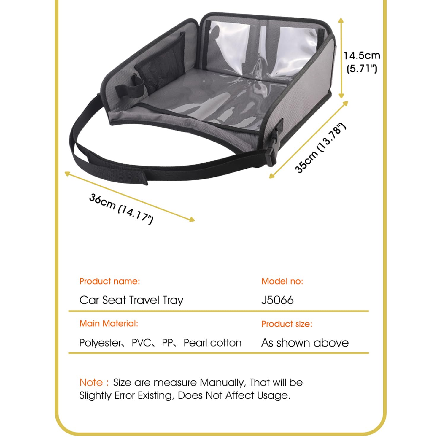 WedFeir compact travel tray fits car seats, strollers, and planes