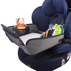 WedFeir Kids Travel Tray Grey in-car setup keeps snacks organized