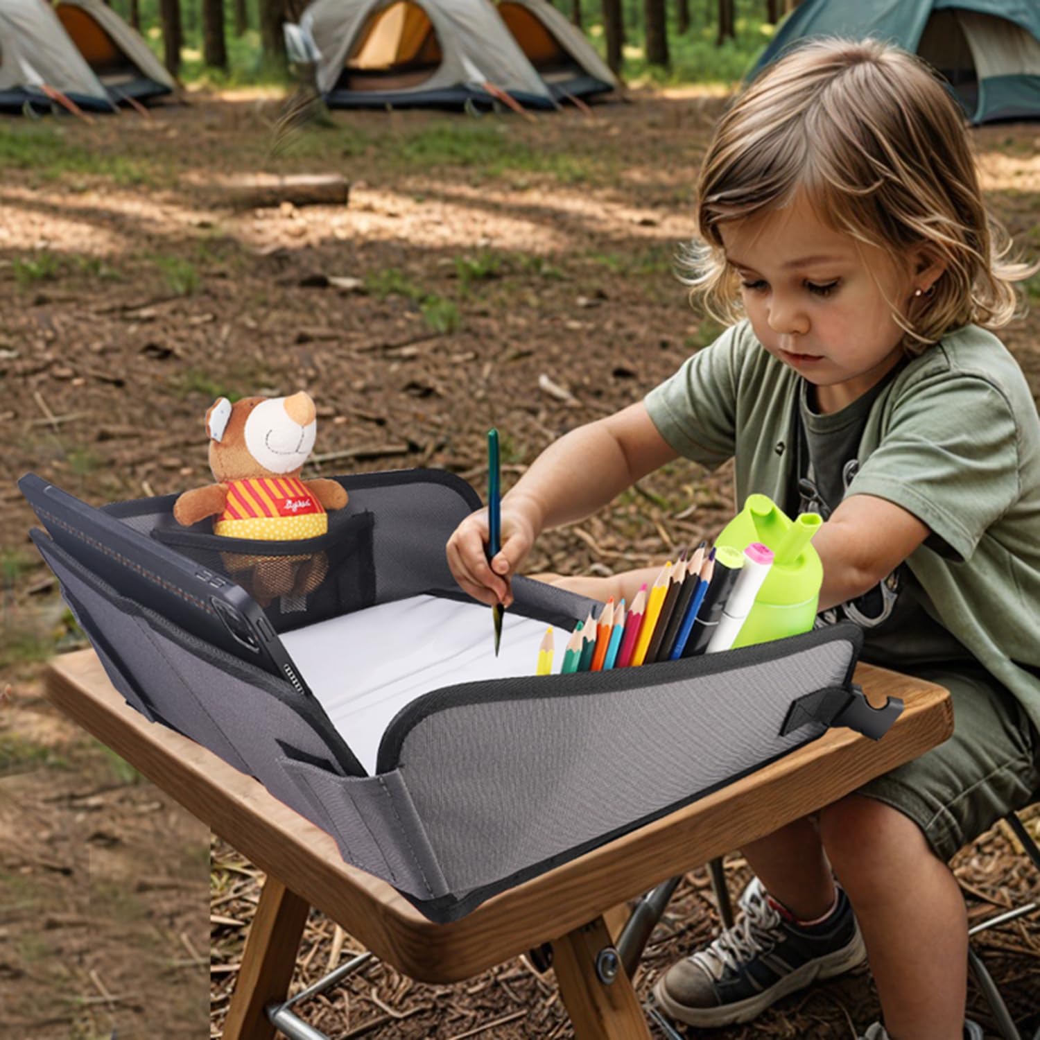 WedFeir mesh storage pockets hold snacks, cups, and toys