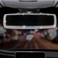 WedFeir rhinestone rear view mirror with crystal diamonds enhances car interior sparkle.