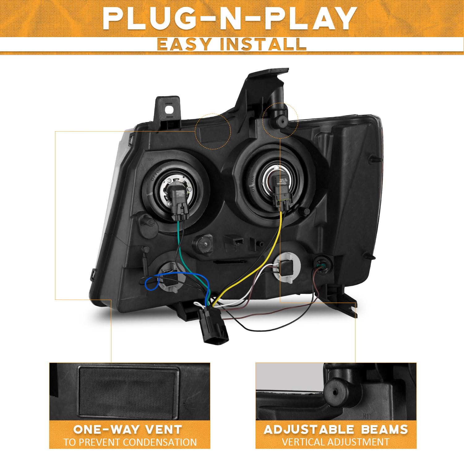 WEELMOTO headlight right for Tahoe 1500 improves dusk visibility and fit