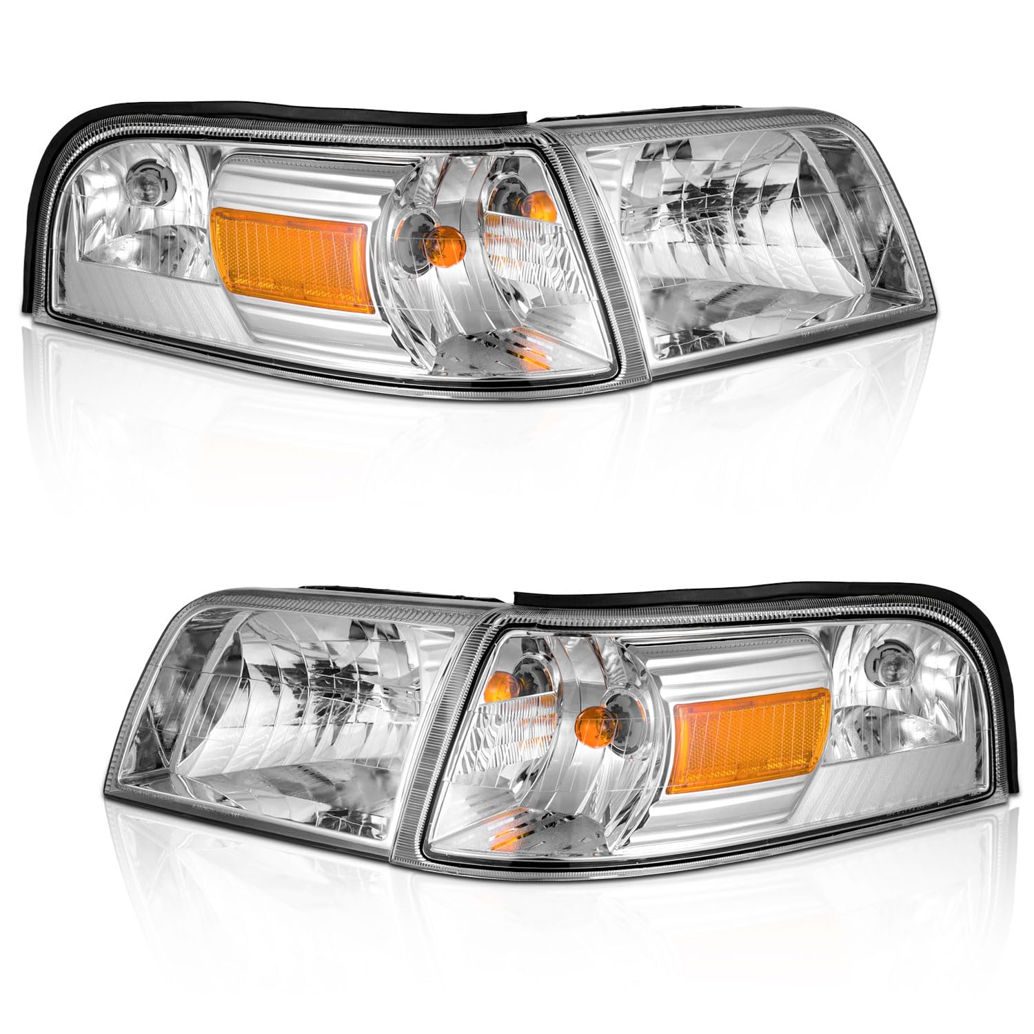 WEELMOTO headlight assembly front view demonstrates a precise fit for 2006-2011 Grand Marquis.