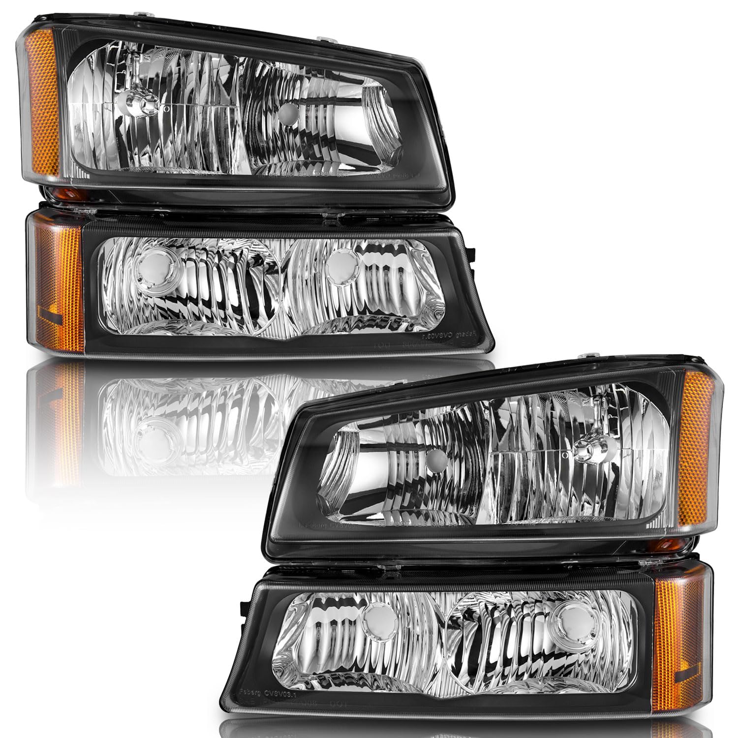 WEELMOTO Silverado driver side headlight with amber reflector for visibility