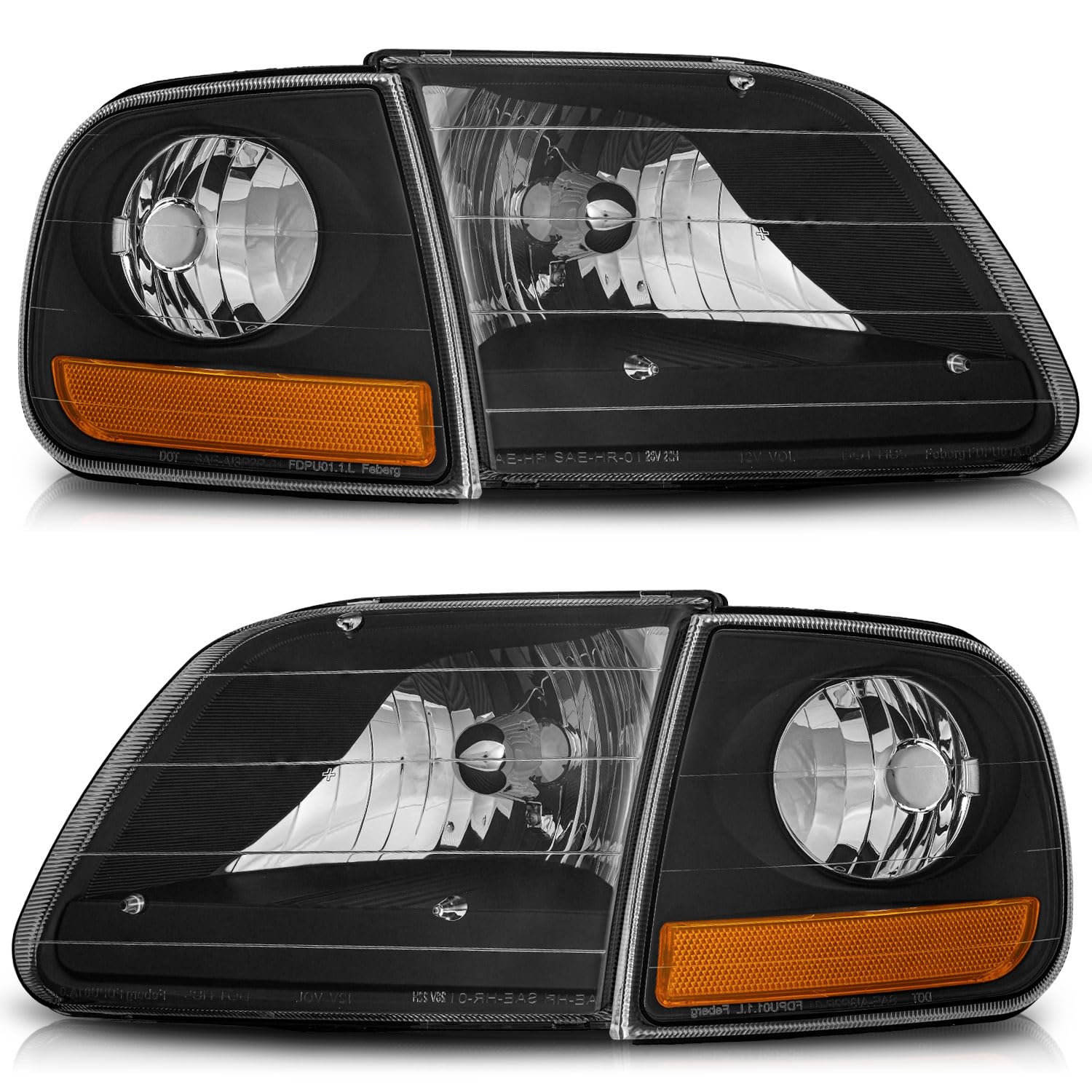 WEELMOTO front headlight assembly for Ford trucks with improved night visibility.