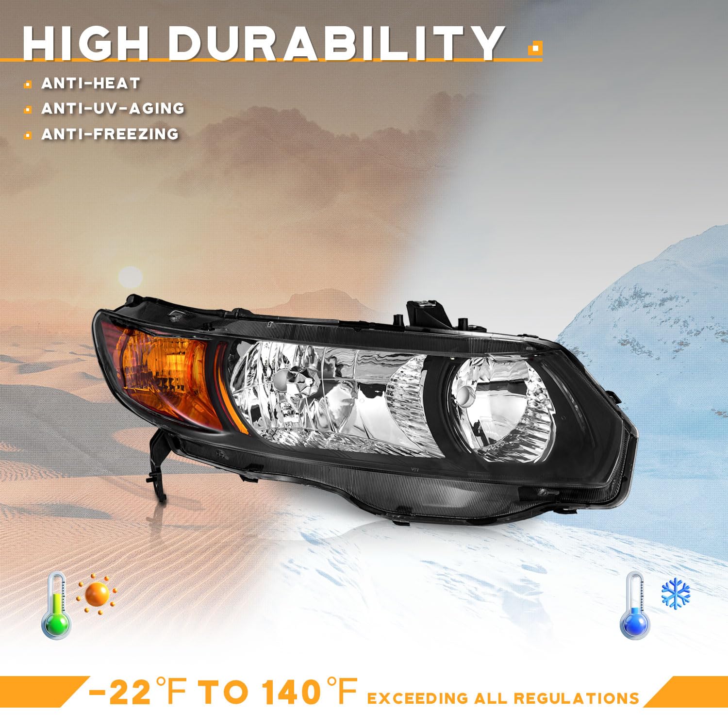 WEELMOTO Headlight lens close-up showing durable clear optics
