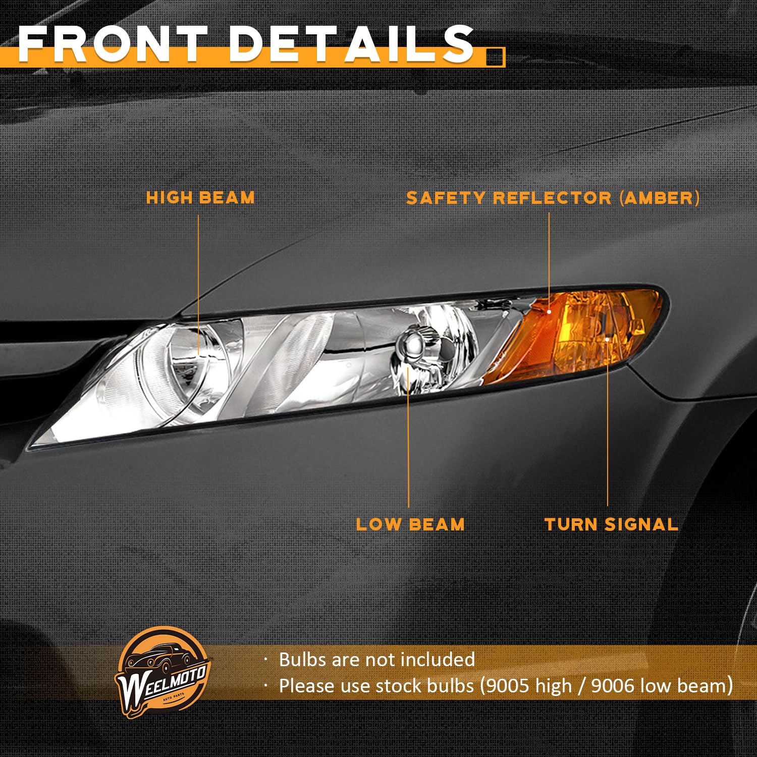 WEELMOTO Honda Civic headlight meets DOT standards for road-ready performance