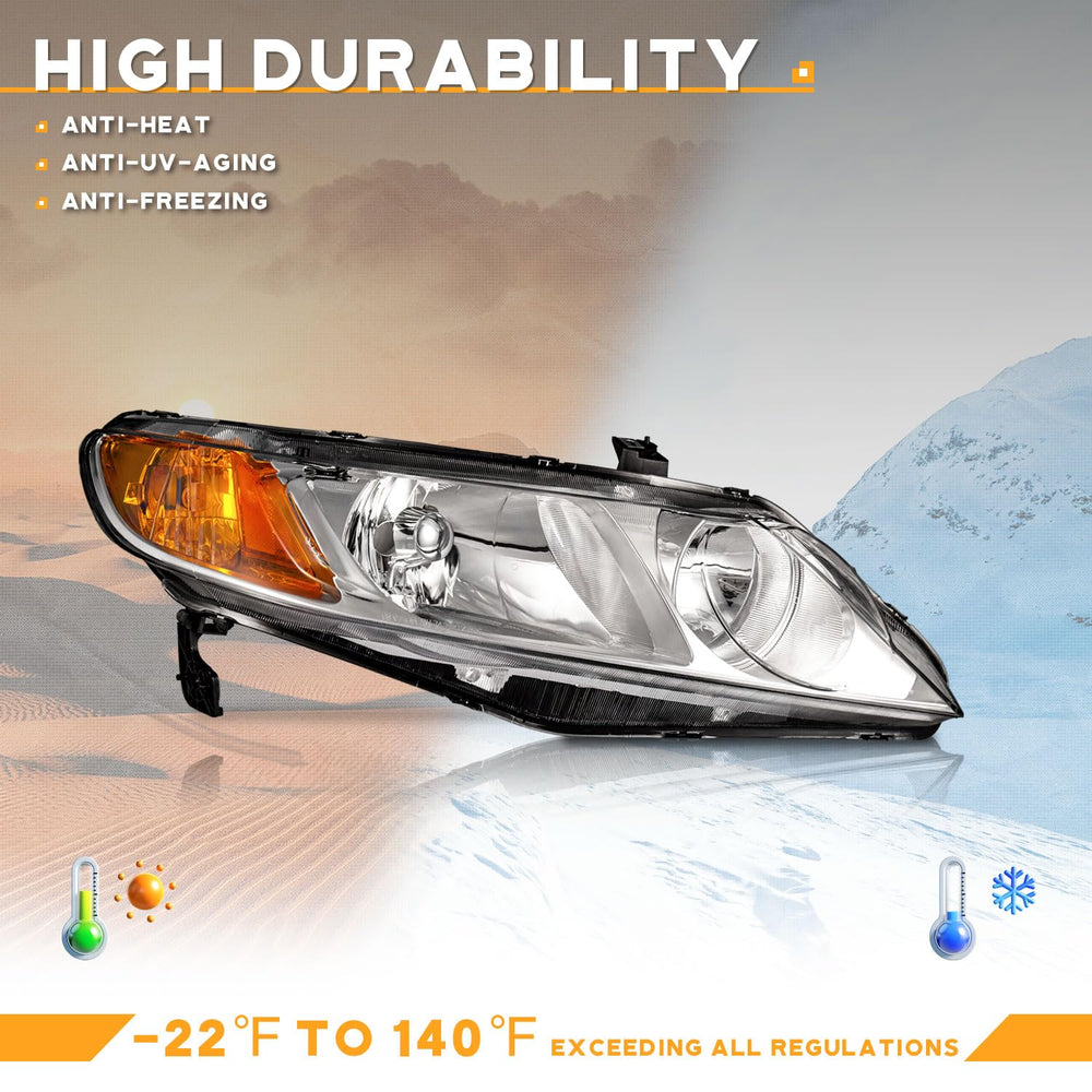WEELMOTO Honda Civic headlight packaging highlights easy plug-and-play replacement
