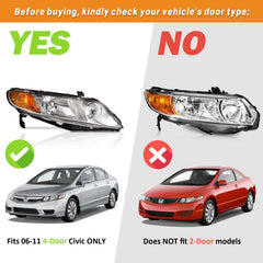 WEELMOTO Honda Civic headlight left amber reflector for visible signaling at night