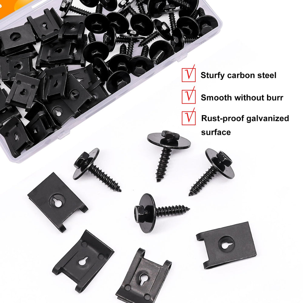 Weideer 50-piece fastener kit layout for fender, bumper, and door panels.