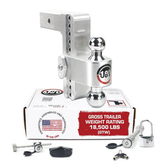 Weigh Safe adjustable hitch with 8-inch drop shown for precise trailer height alignment