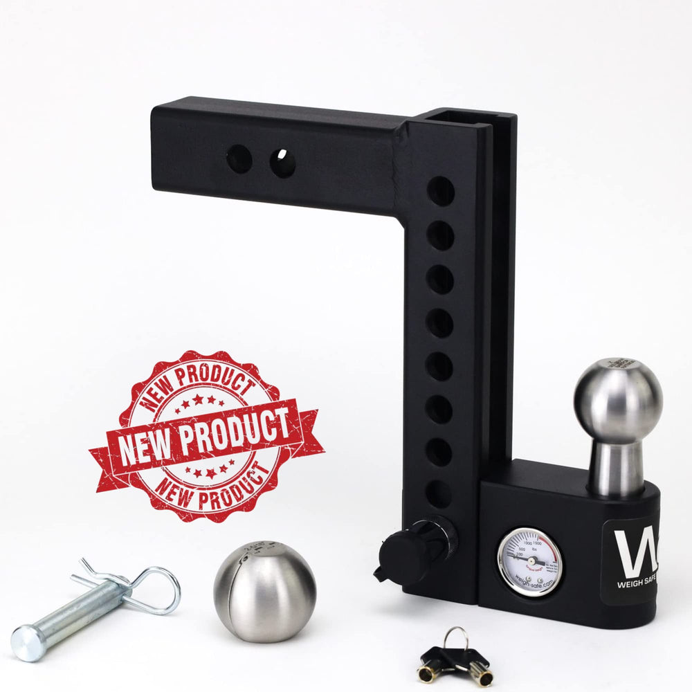 Weigh Safe Aero Hitch 8-drop shows tongue weight for safer towing.