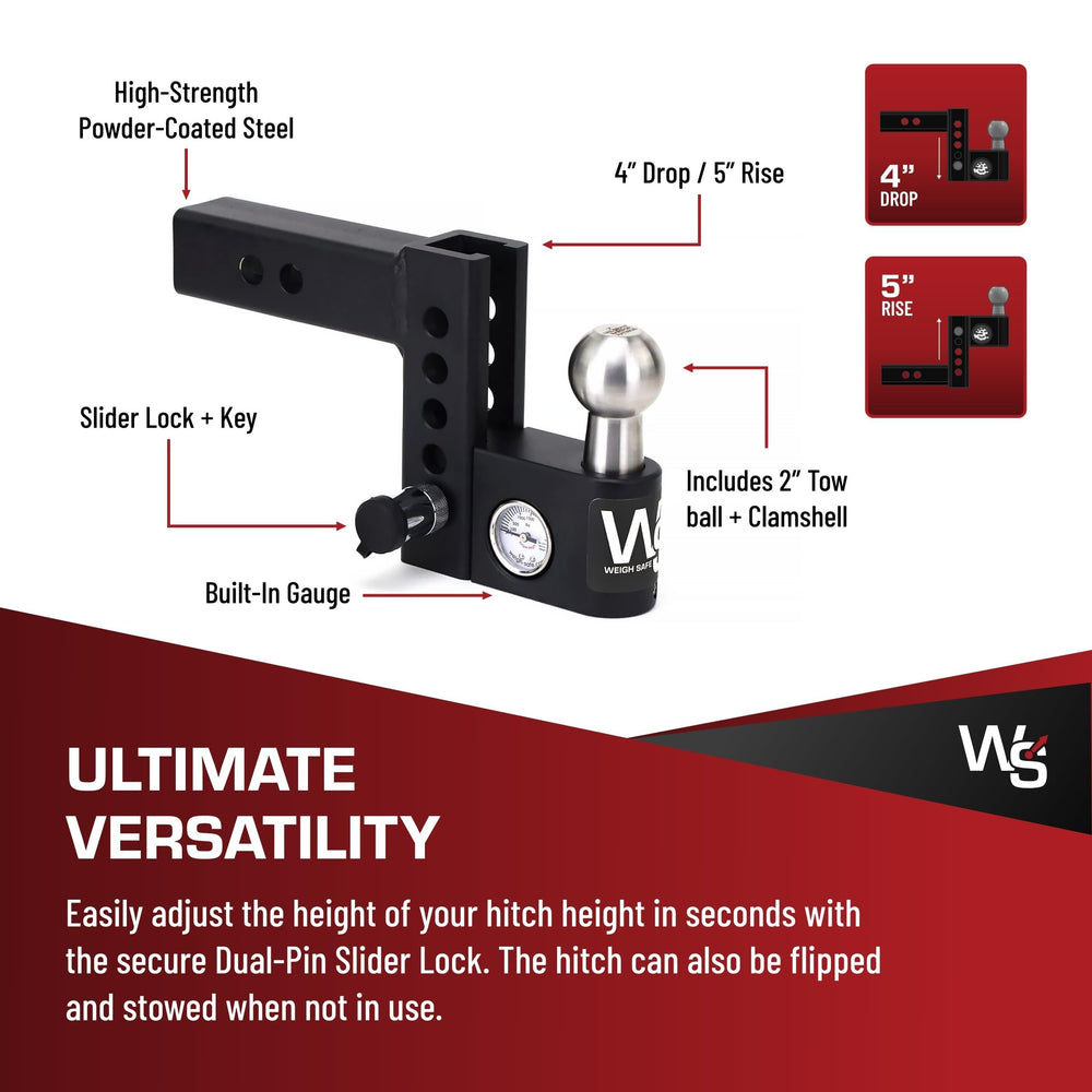 Weigh Safe Aero Hitch heavy-duty ball mount supports up to 12,500 lbs GTW