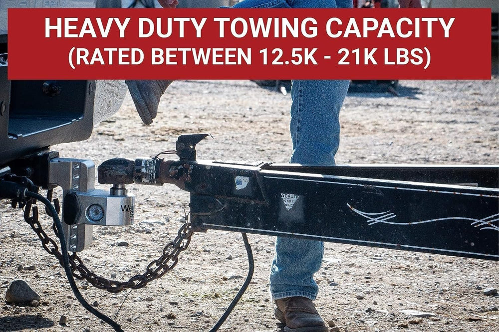 Weigh Safe hitch includes 2-inch and 2-5/16-inch stainless steel tow balls.