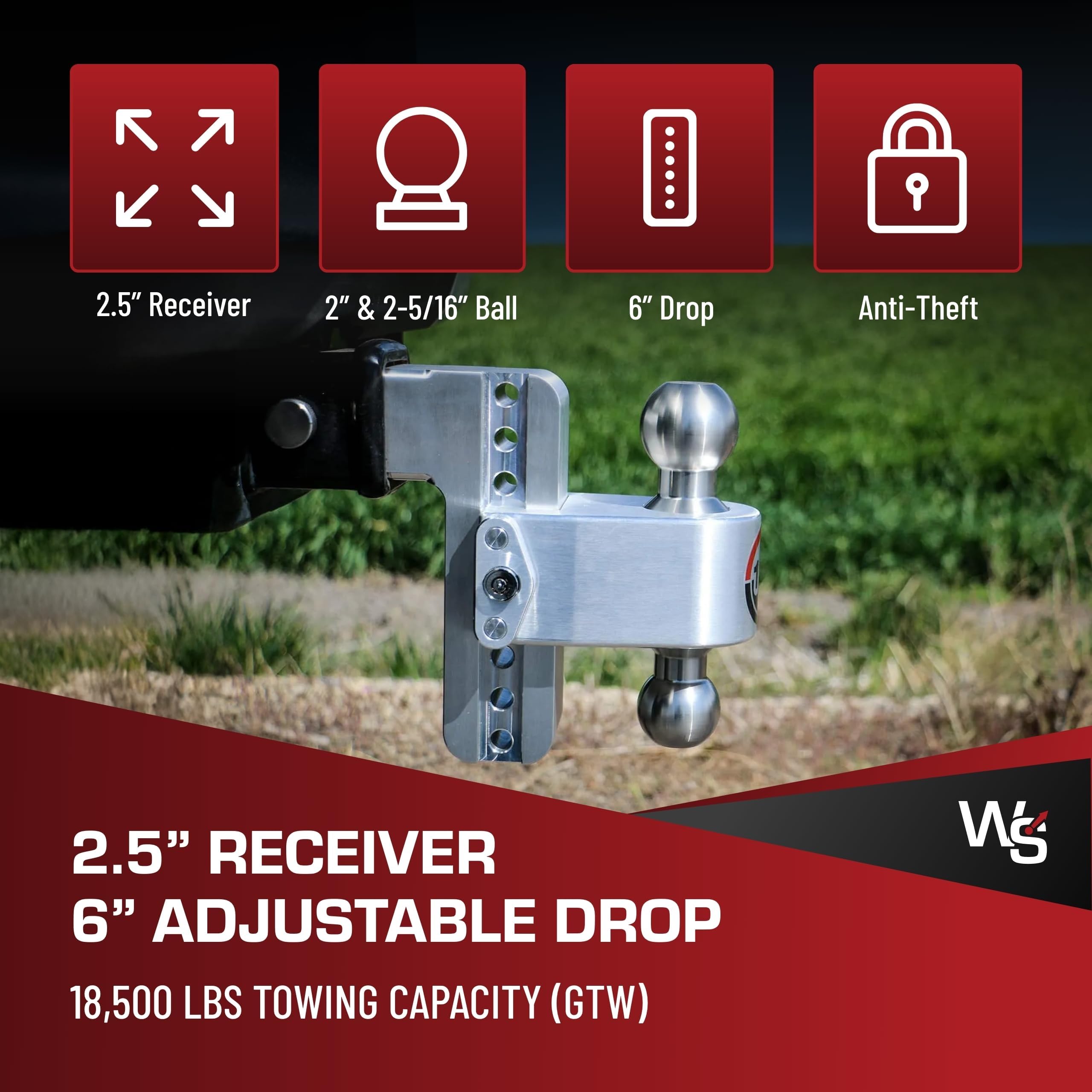 Weigh Safe chrome plated 2 inch tow ball for secure light trailers
