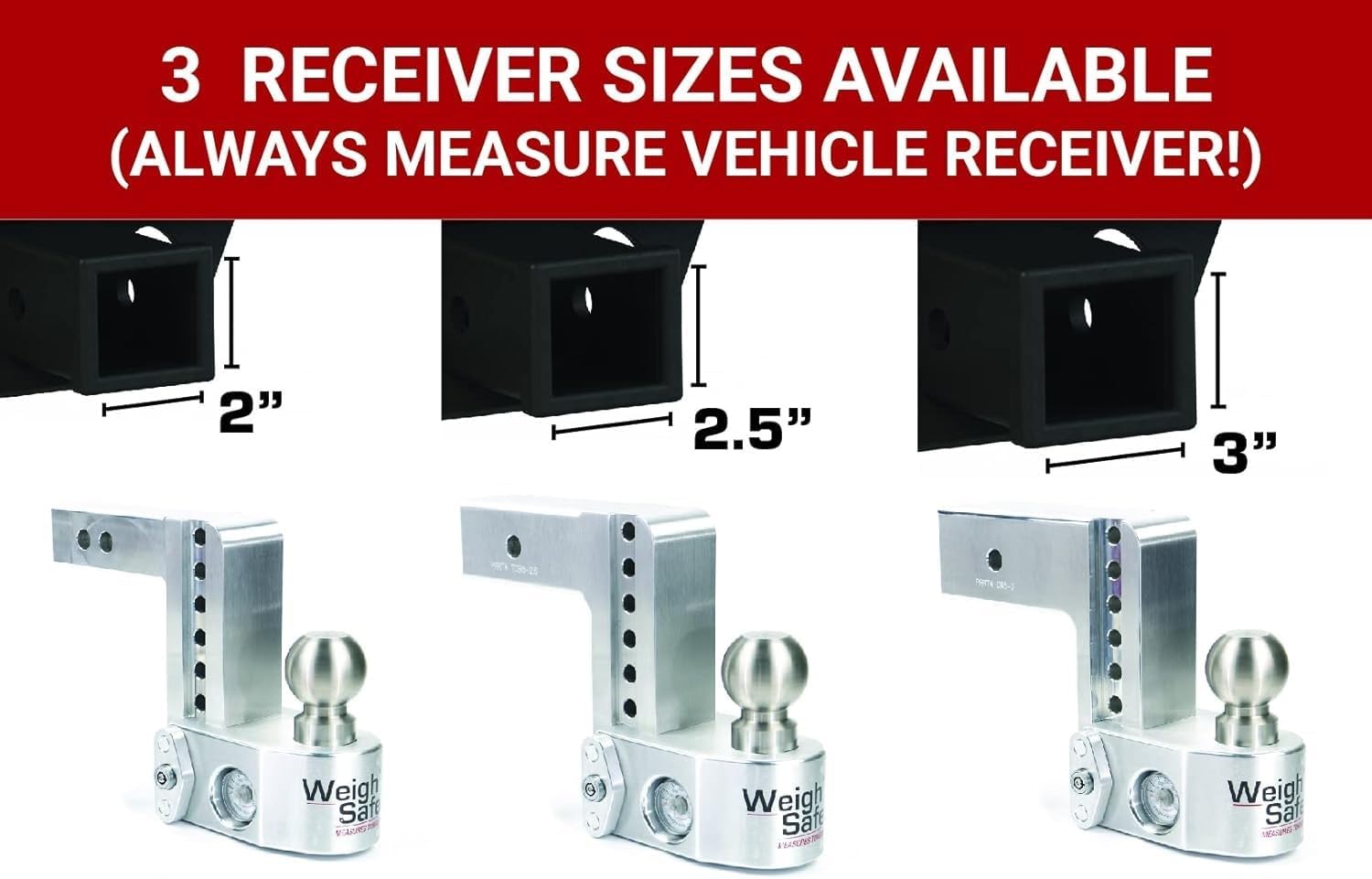 Weigh Safe stainless tow ball 2-5/16-inch for heavy-duty towing