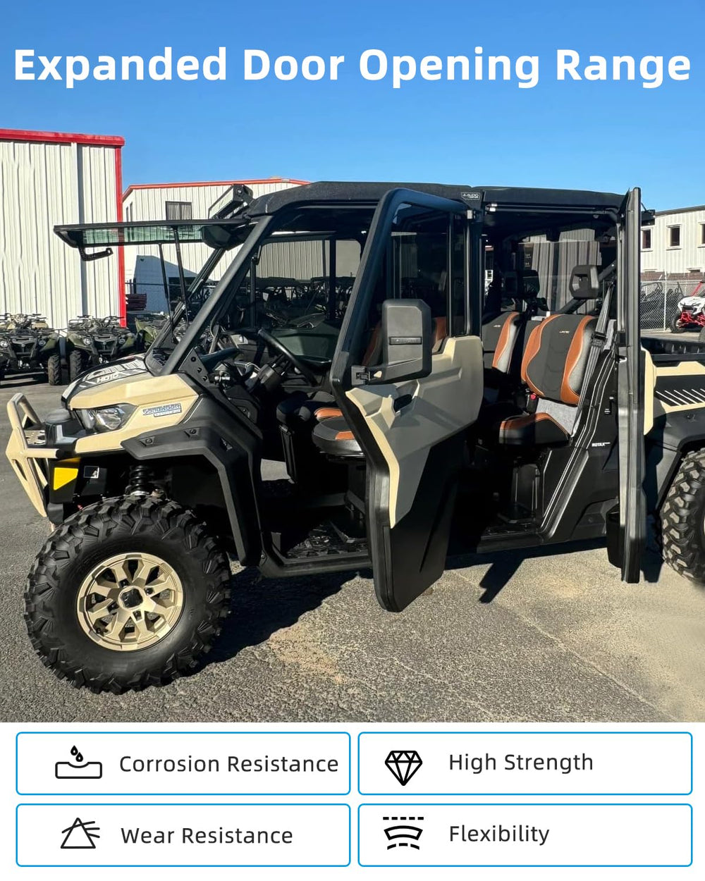 HD10 full doors upgrade for Can-Am Defender Max 2022–present with extended cables