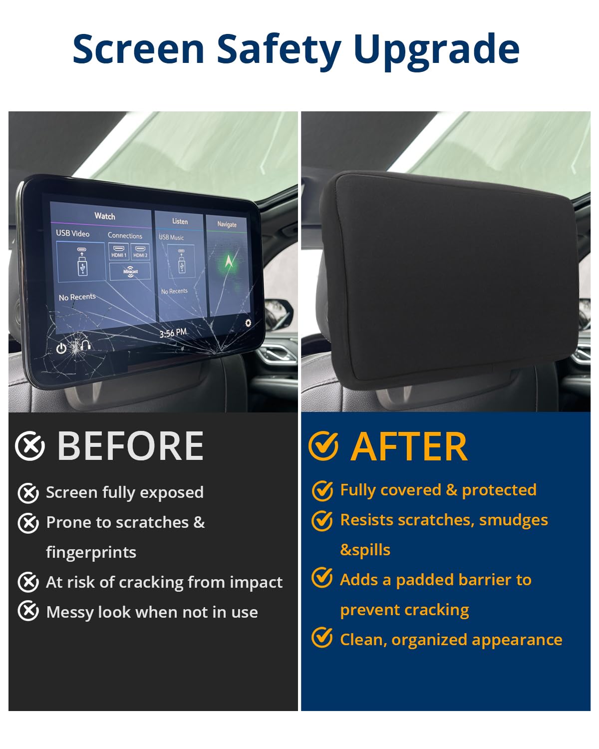 Two-pack WEIGUZC protection guarding both rear entertainment screens.