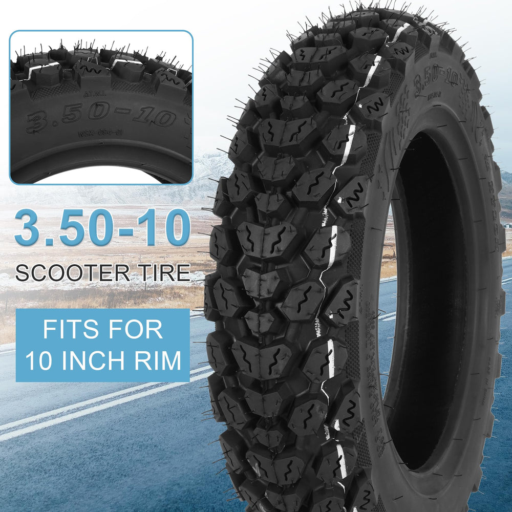 WEIYINGSI 3.50-10 tubeless tire designed for off-road use.