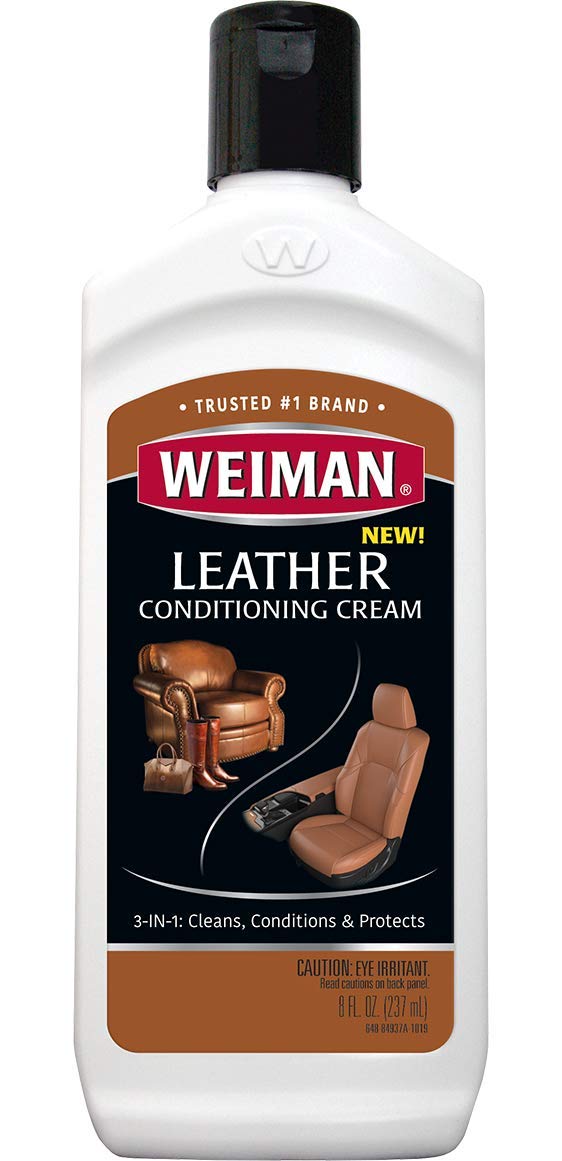 Weiman 3-in-1 Deep Leather Cleaner Cream bottle front for quick leather maintenance