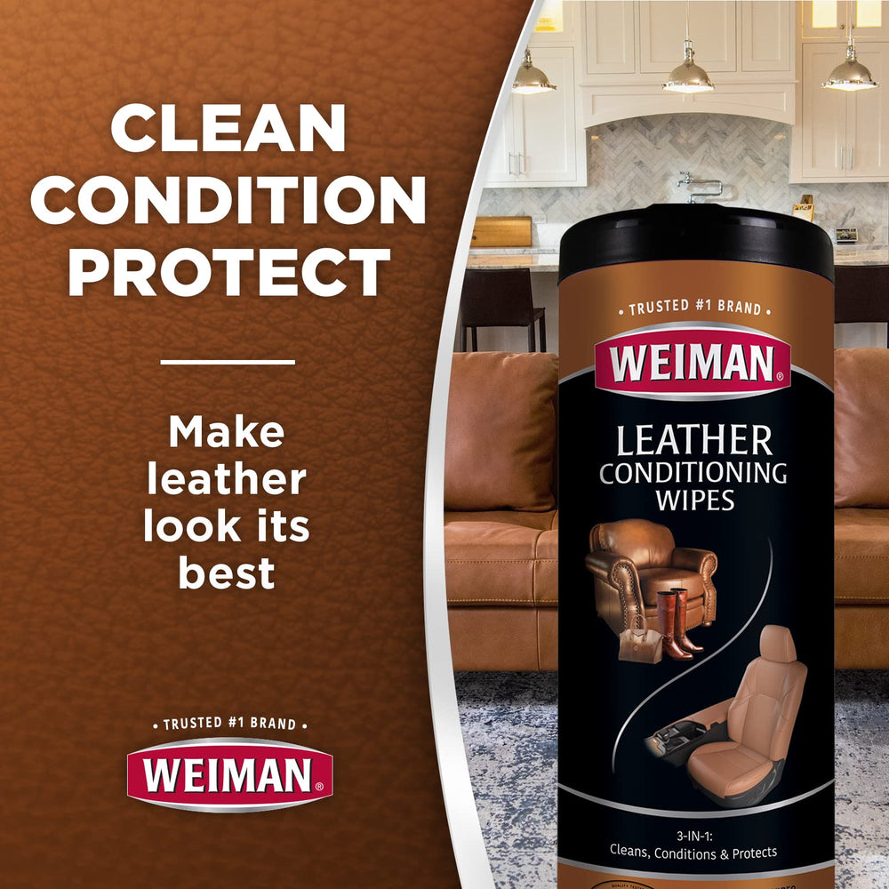 Weiman Leather Cleaner Wipes for shoes, coats, and bags care.