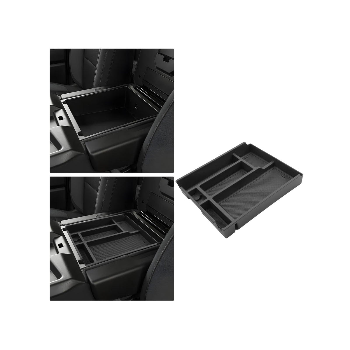 WEIPIN center console tray installed in Chevy Silverado 1500 for neat, accessible storage.