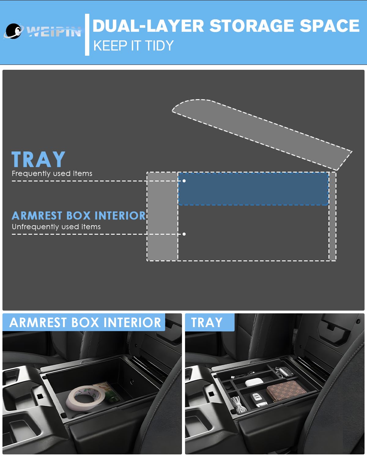 WEIPIN organized interior with items neatly arranged demonstrates practical use for daily essentials.