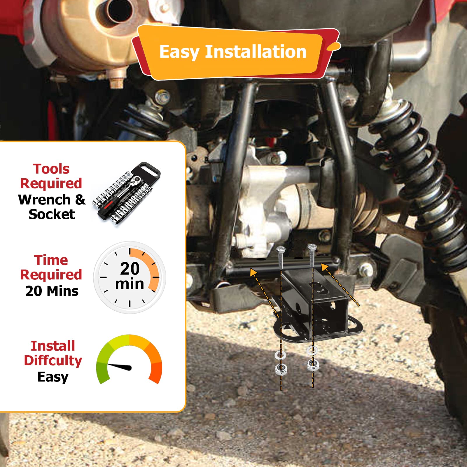 WeiSen 2-inch hitch for TRX500 IRS provides solid hitching.