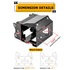 WeiSen winch mount with 4-hole pattern compatible with most standard winches