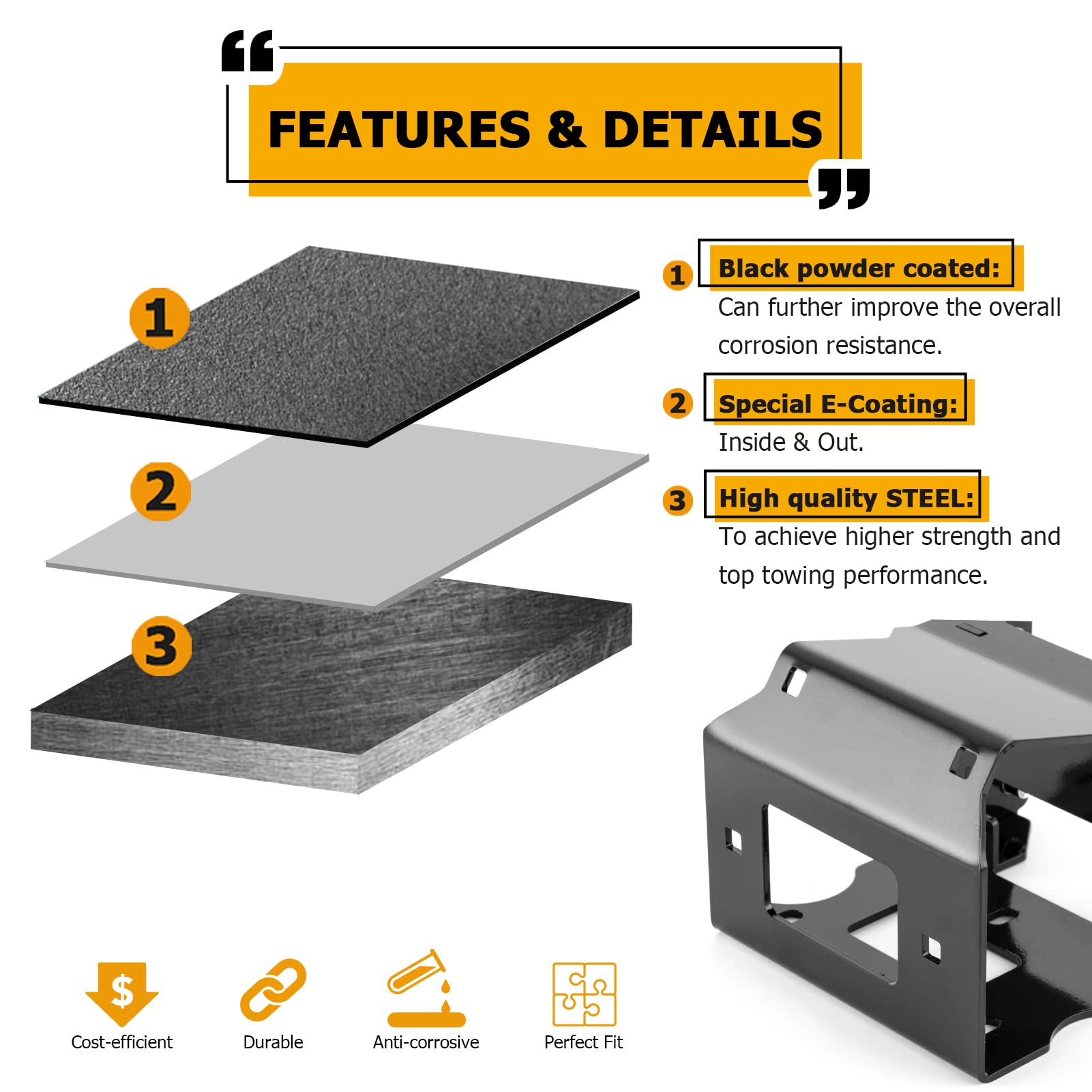 WeiSen winch mount bracket laser-cut precision for seamless mounting