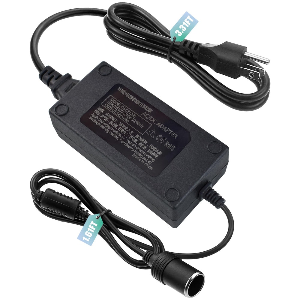 Weishuo 110V to 12V converter powering a tire inflator for roadside checks