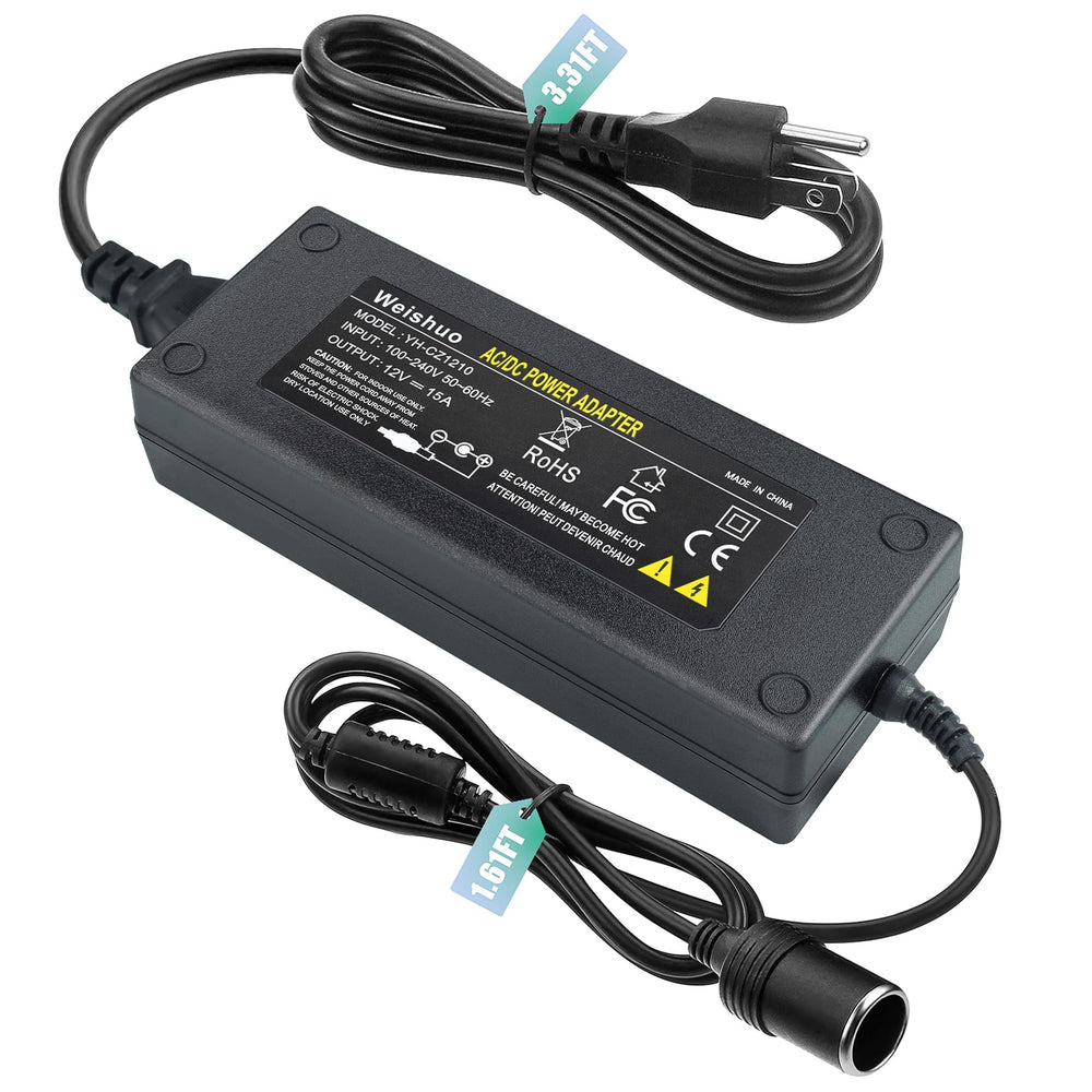 Weishuo AC-DC converter front view highlights compact design for mobile power.
