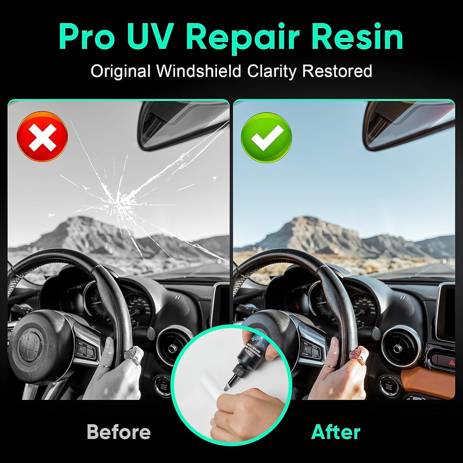 Weivone 2PC nano-glass repair liquid penetrating nano-cracks to restore integrity.