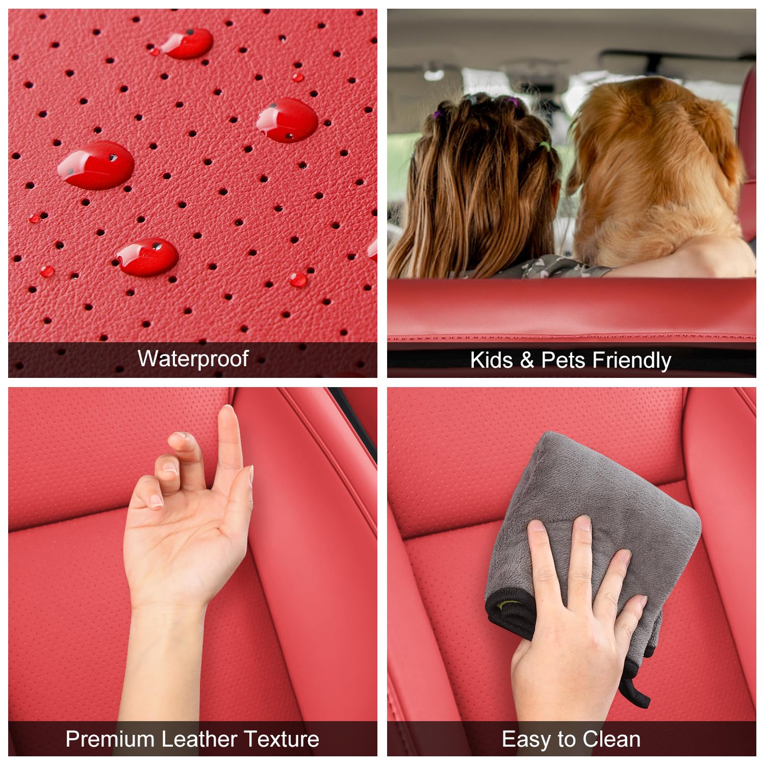 Wekar airbag-compatible seat cover for Model Y Juniper Nappa wine-red preserves safety features