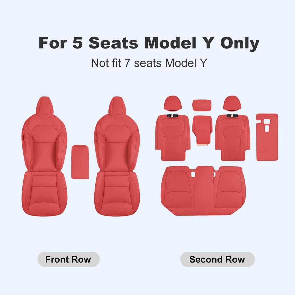 Wekar easy-installation seat covers for Tesla Model Y wine-red interior upgrade