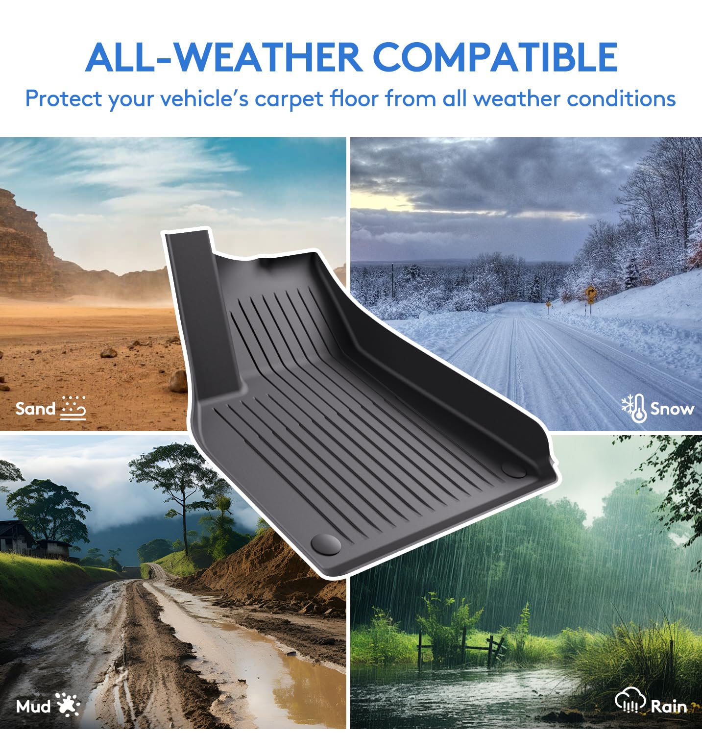 Wekar all-weather mats for Model Y made from durable TPE material.