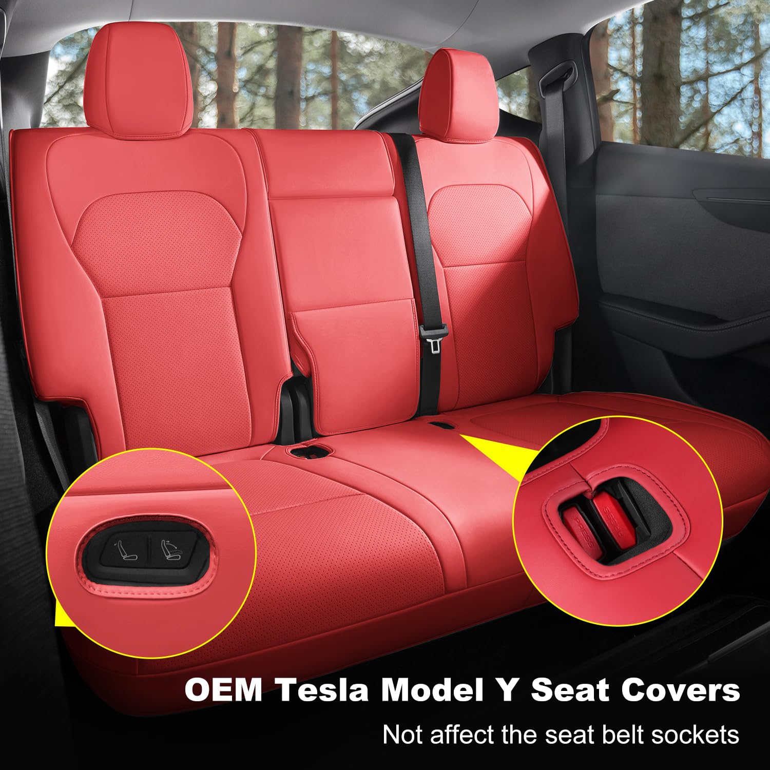 Wekar rear seat cover for Tesla Model Y Juniper Nappa wine-red shields seats from wear