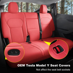 Wekar rear seat cover for Tesla Model Y Juniper Nappa wine-red shields seats from wear