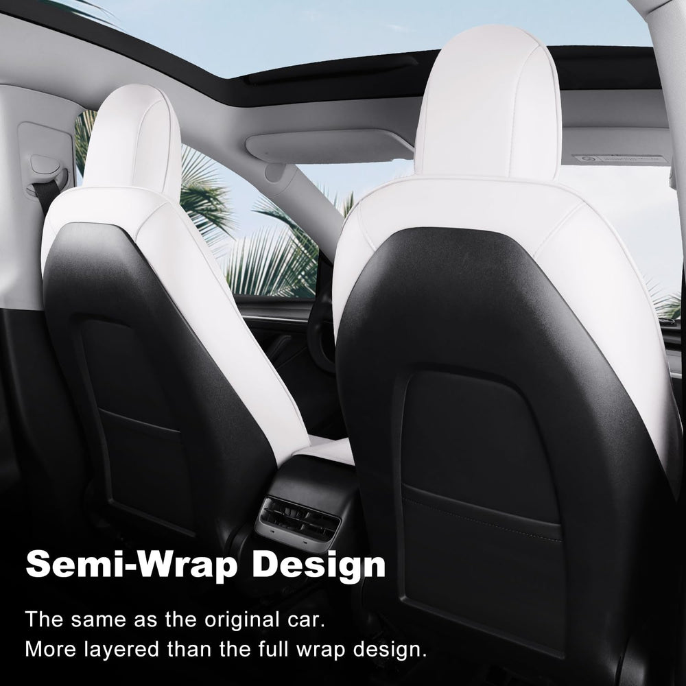 Front seat cover close-up by Wekar showing durable Nappa texture and easy cleanability.