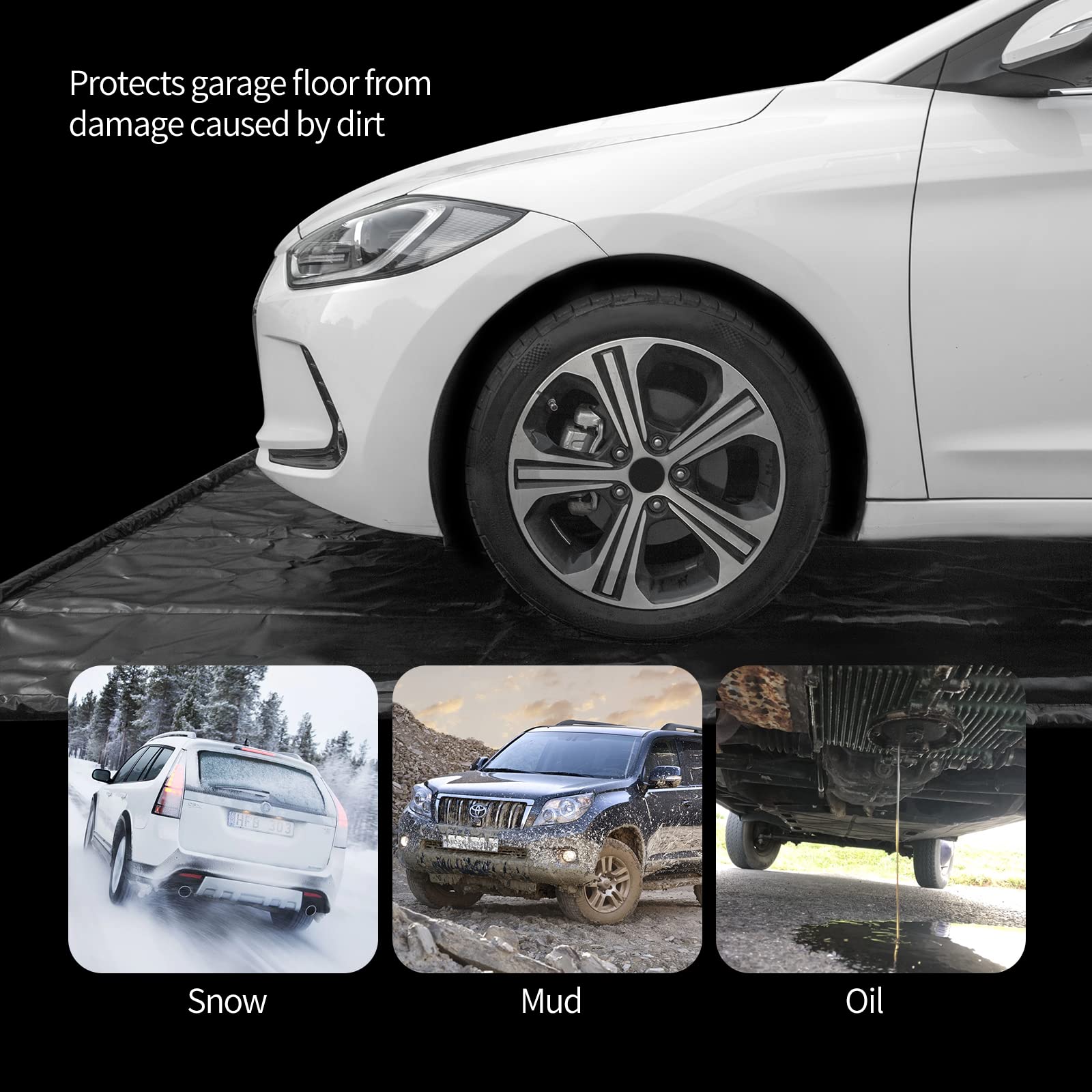Welkin Containment Mat squeegee included for fast snow and mud cleanup.