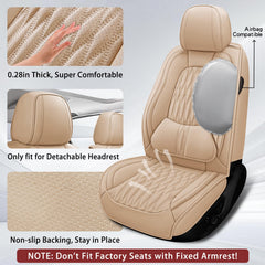 WELLDO leather seat cover, front right view, enhances interior style and comfort.