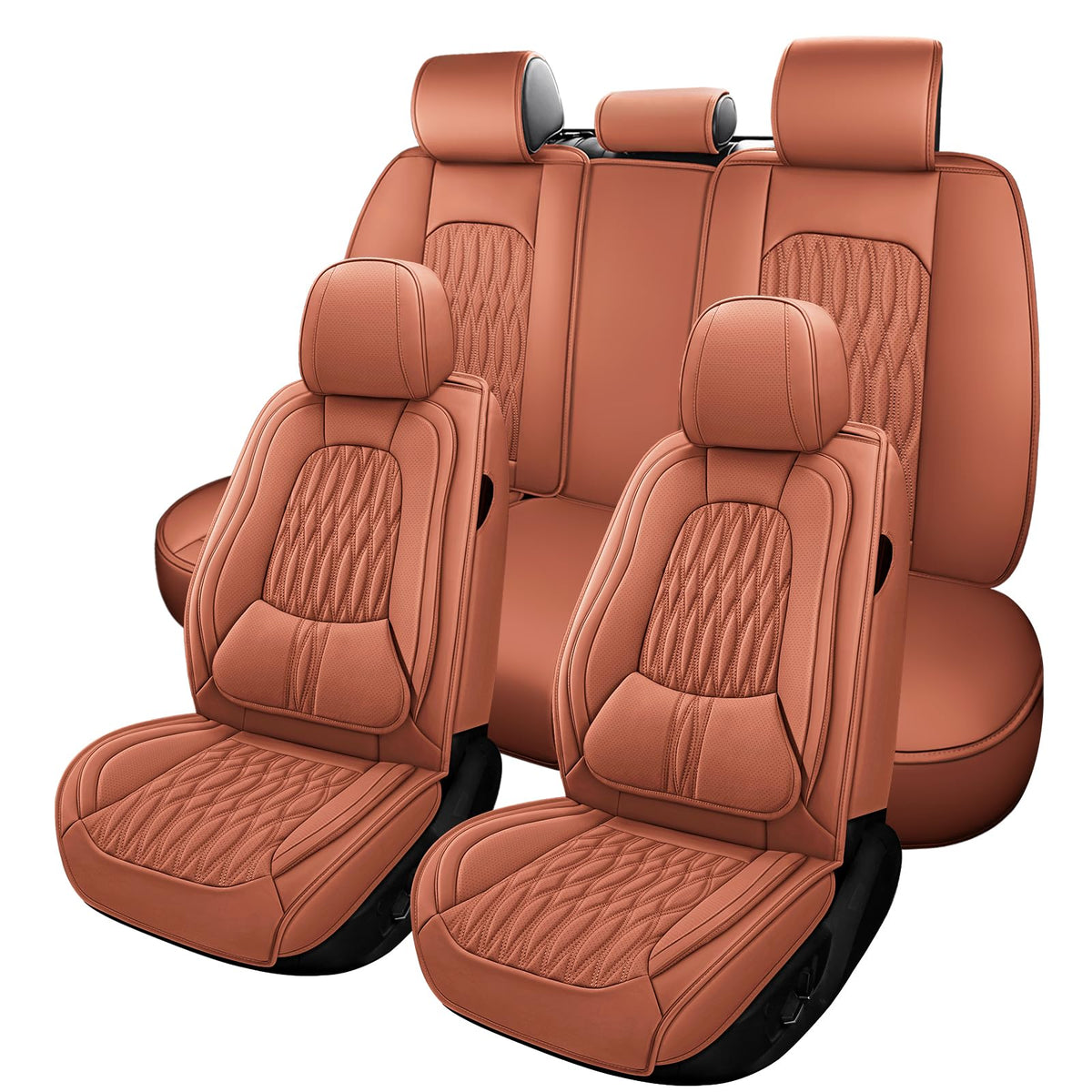 WELLDO leather seat covers full set front view highlighting premium look