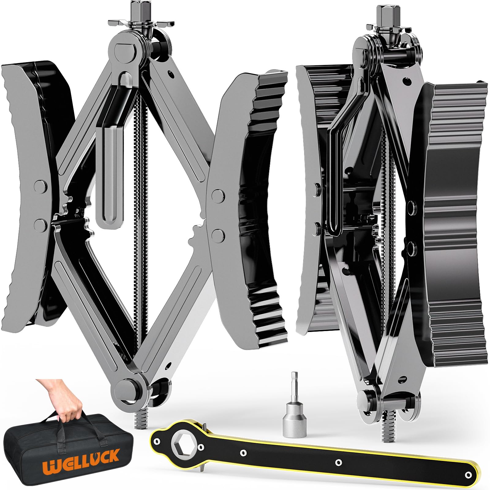 Welluck Camper Wheel Chock Set assembled shows secure RV parking and quick setup