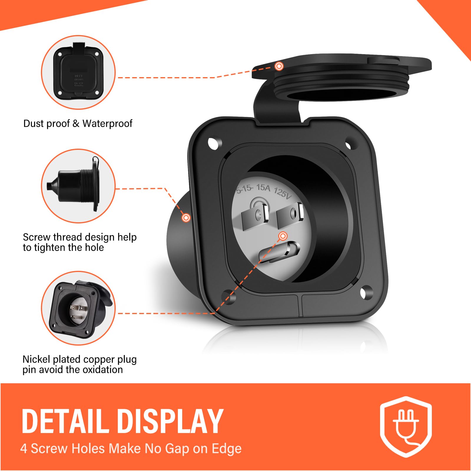 WELLUCK flanged inlet back cover installed provides dependable weather protection for outdoor use.