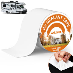 WELLUCK RV Roof Sealant Tape 6in x 50ft natural white applied on roof for durable seal