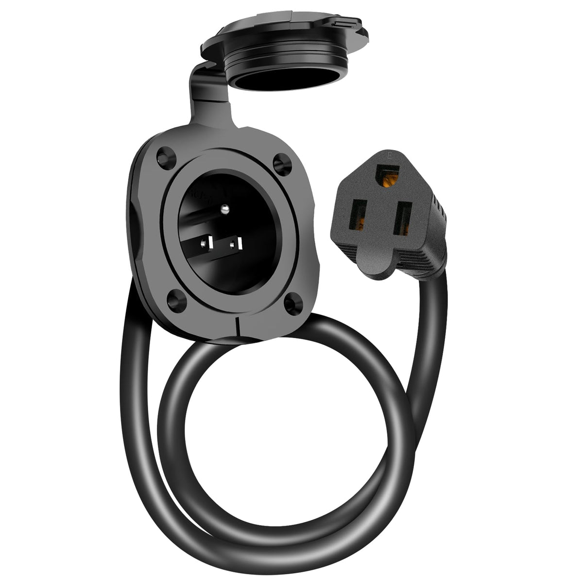 WELLUCK RV shore power inlet 20A 125V with nickel-coated copper pole for outdoor durability.