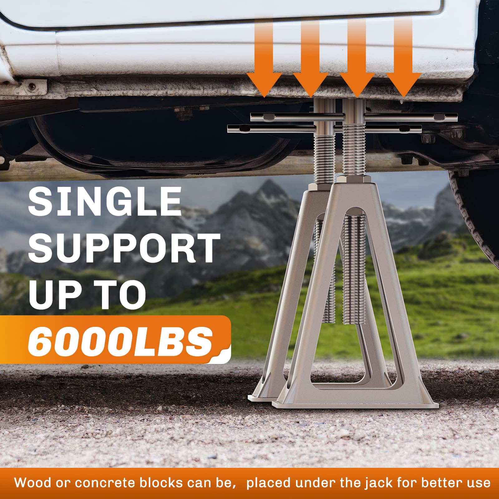 Welluck stabilizers jack under an RV at different height for leveling